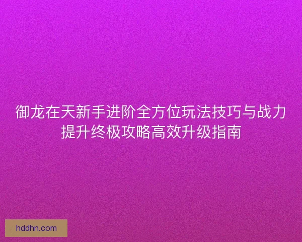 御龙在天新手进阶全方位玩法技巧与战力提升终极攻略高效升级指南